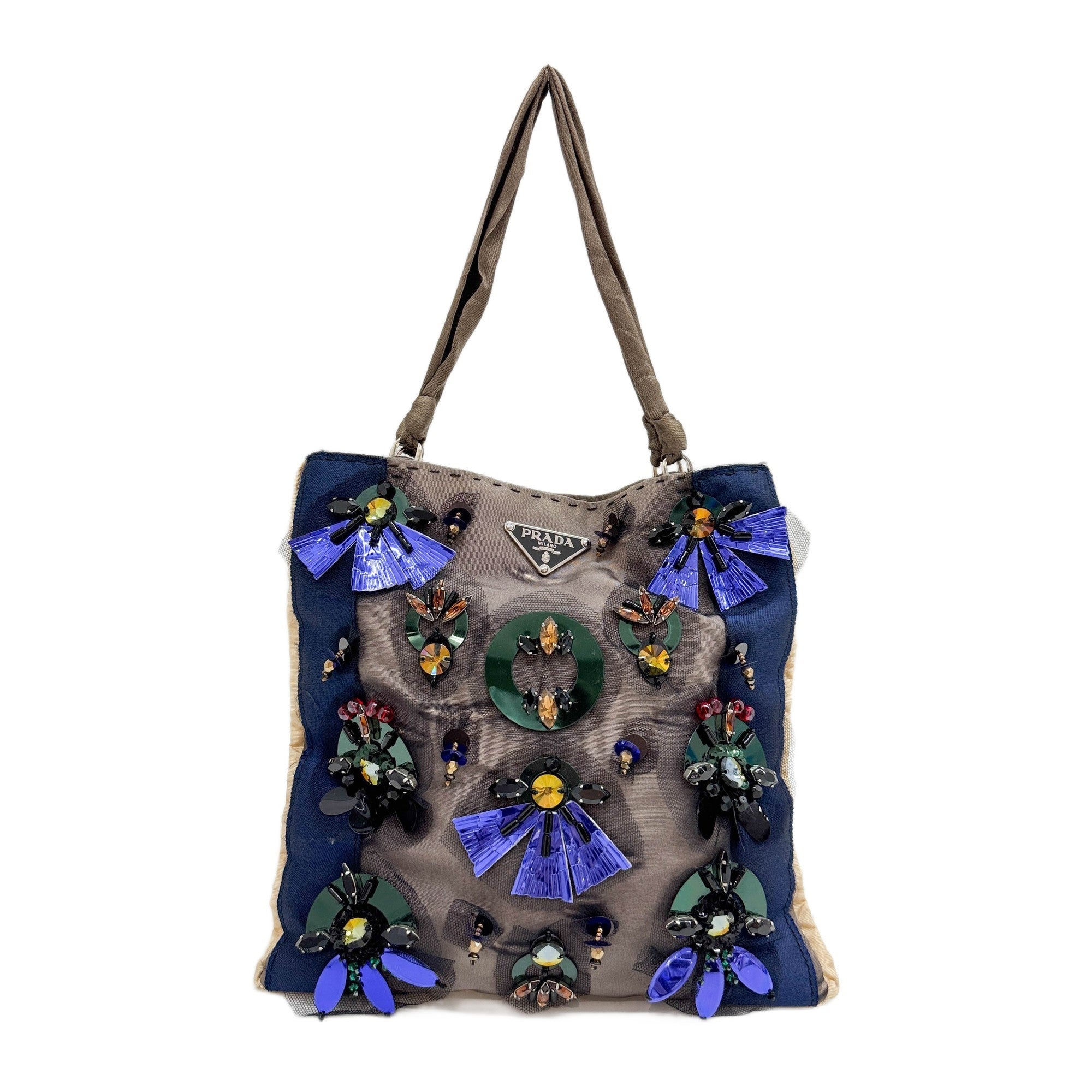 Silk with Beaded Application Handle Bag