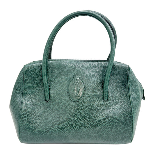 Must Line Green Leather Boston Handle Bag