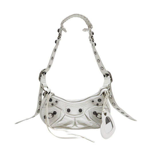 Le Cagole White Leather Shoulder Bag