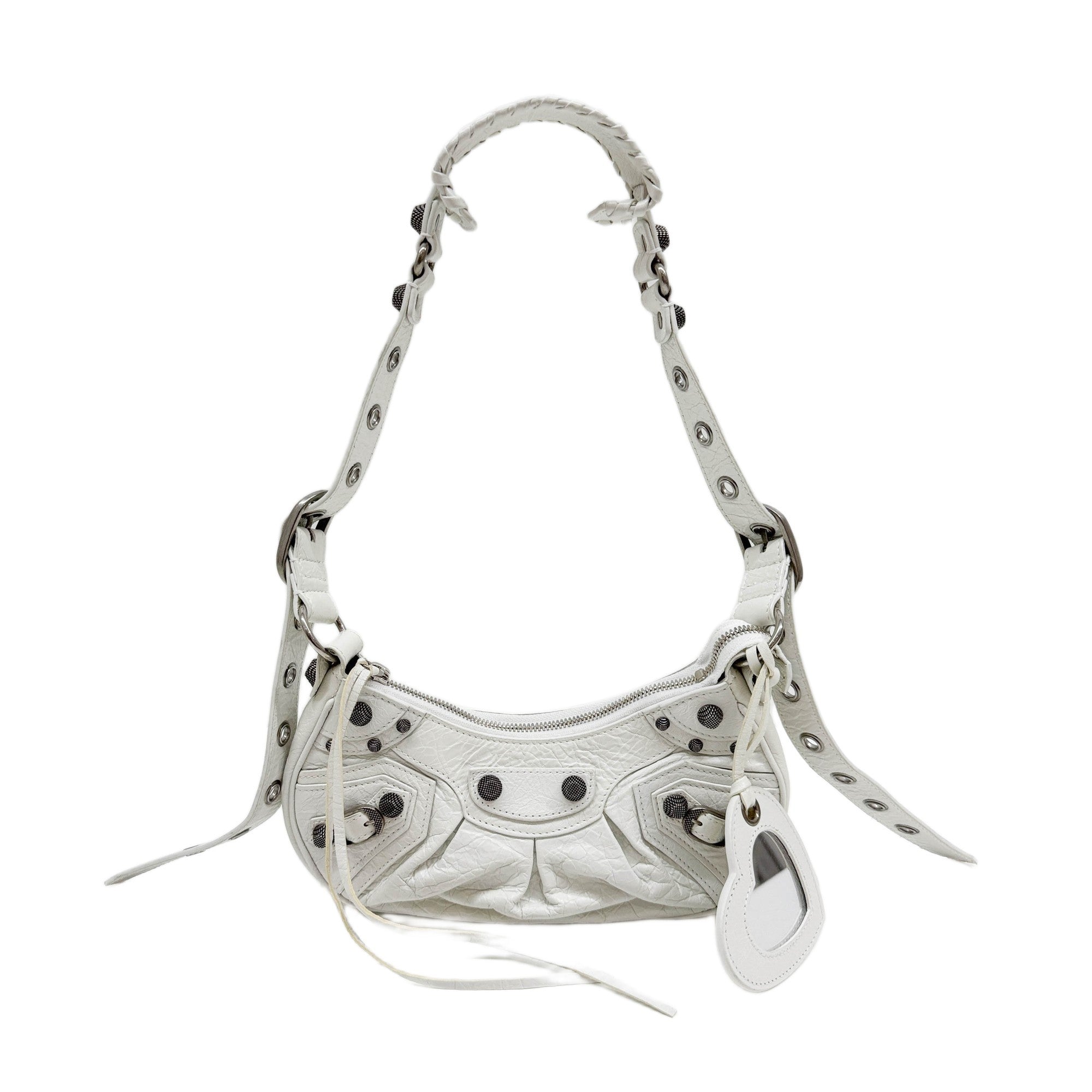 Le Cagole White Leather Shoulder Bag