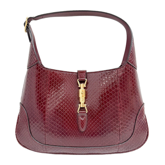 Jackie Bordeaux Red Python Embossed Leather Shoulder Bag