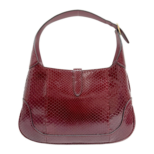 Jackie Bordeaux Red Python Embossed Leather Shoulder Bag