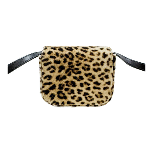 Mini Claude Brown Leopard Print Velvet Crossbody Bag