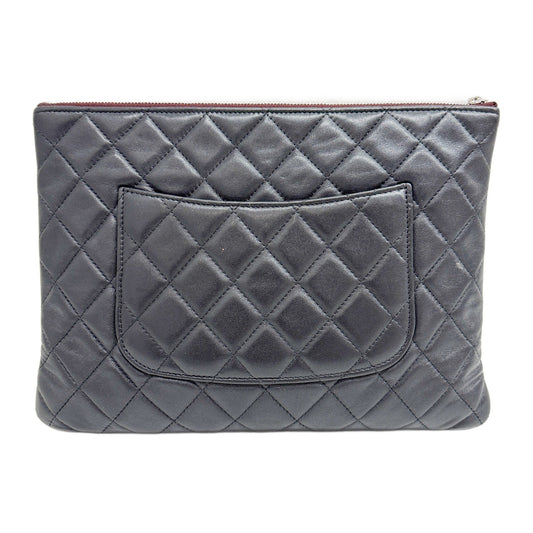 2021 Matelasse Black Leather Clutch Bag