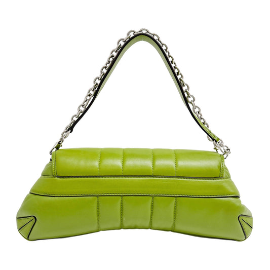 Horsebit Green Calfskin Leather Shoulder Bag