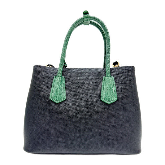 Saffiano Black Leather Two Way Bag