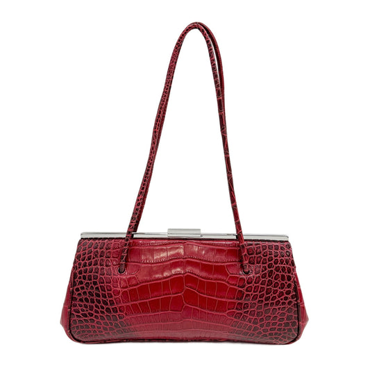 Red Crocodile Leather Shoulder Bag