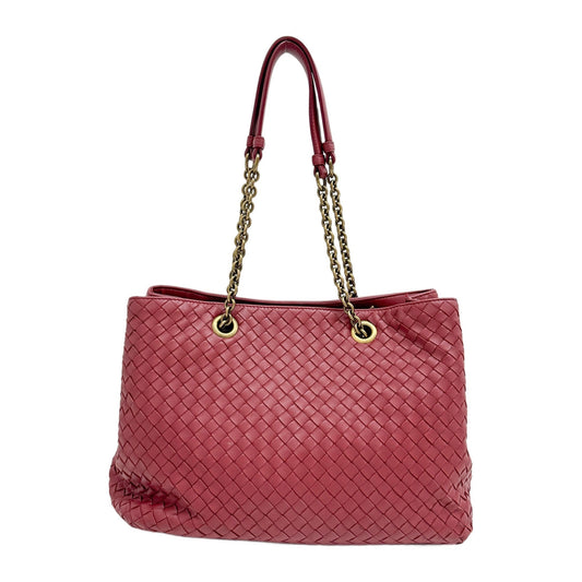 Intrecciato Red Leather Shoulder Bag