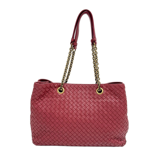 Intrecciato Red Leather Shoulder Bag