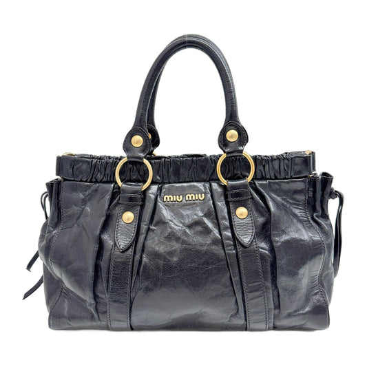 Vitello Black Leather Two Way Bag
