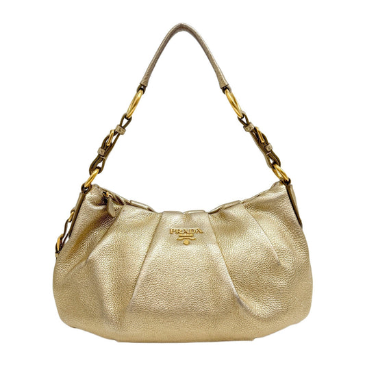 Metallic Gold Leather Shoulder Bag