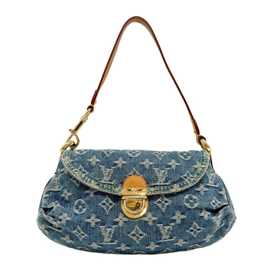 Neo Pleaty Blue Monogram Denim Shoulder Bag