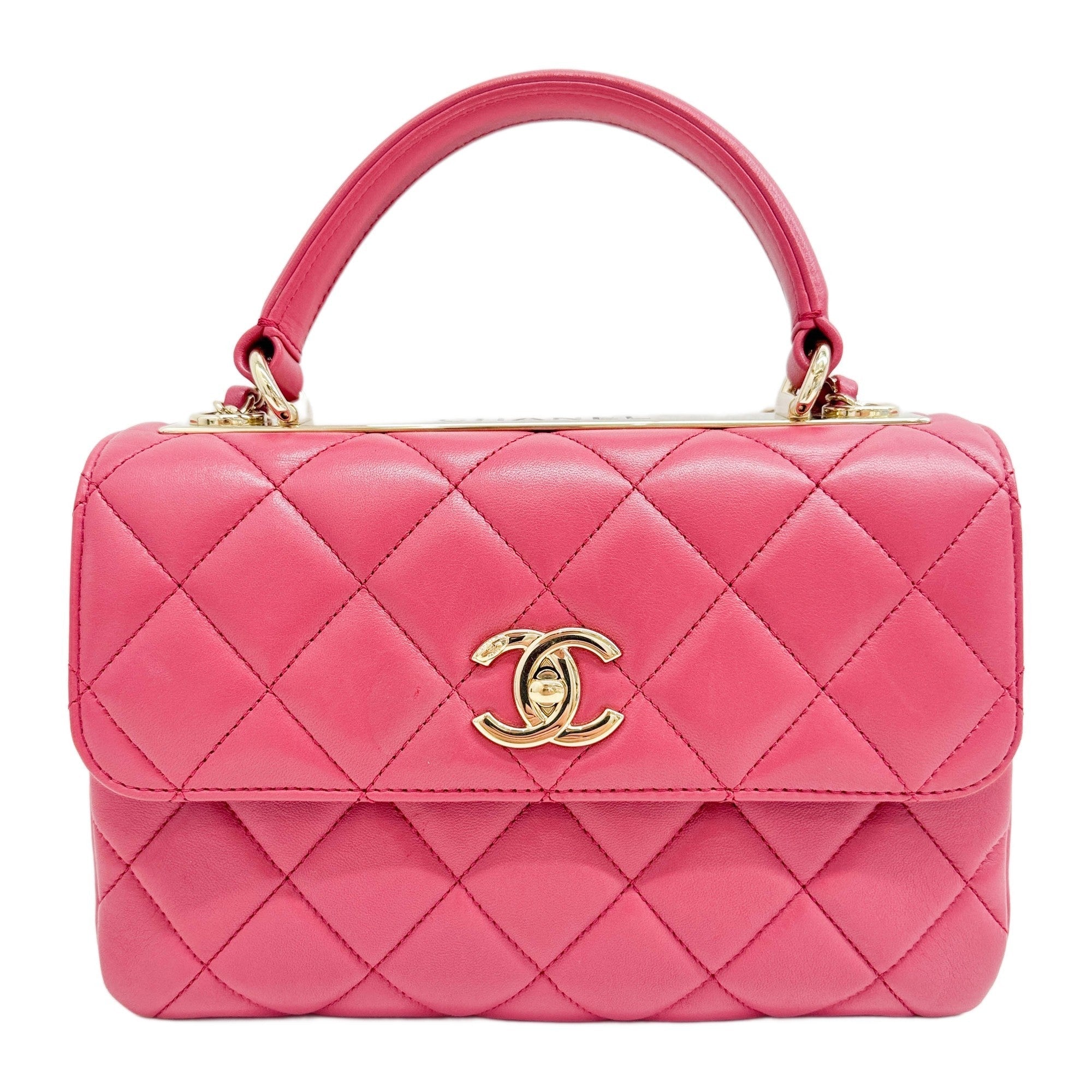 Coco Handle Pink Lambskin Leather Handle Bag
