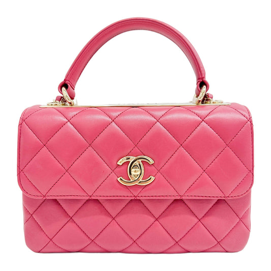 Coco Handle Pink Lambskin Leather Handle Bag