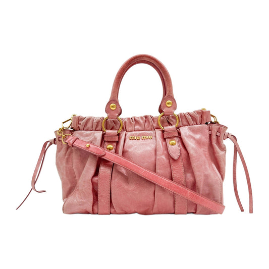 Vitello Pink Leather Handle Bag