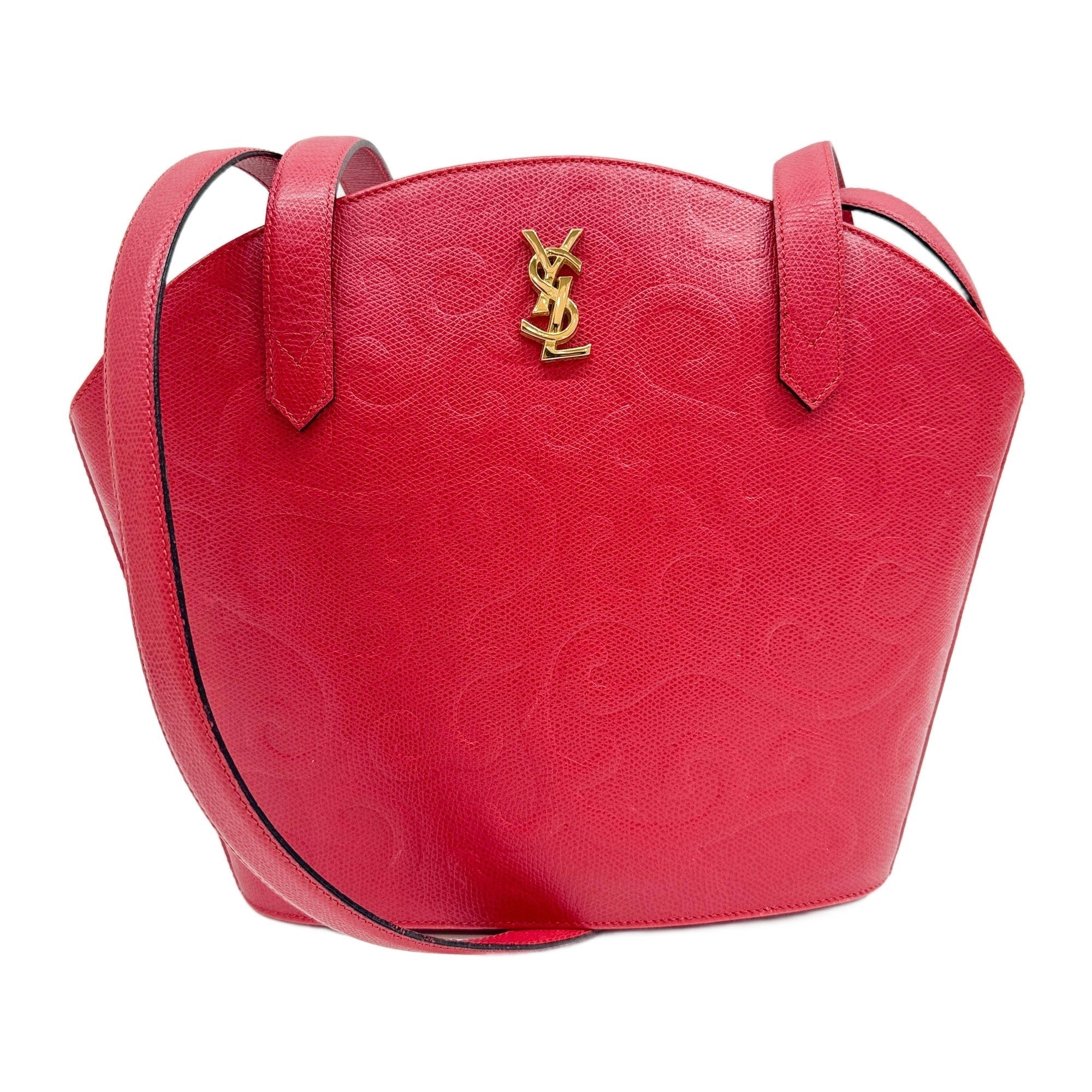Red Textured Leather Shoulder Bag