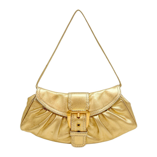 Buckle Bag Gold Leather Shoulder Bag