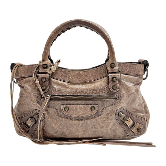 The First Brown Leather Handle Bag