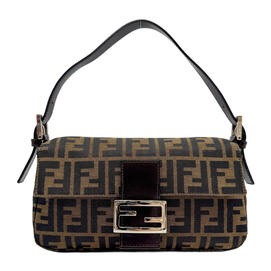 Baguette Zucca Brown Canvas Shoulder Bag