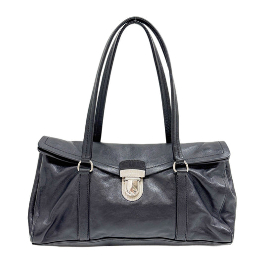 Easy Black Leather Shoulder Bag