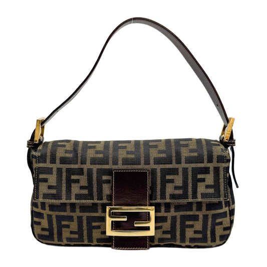 Baguette Brown Zucca Canvas Shoulder Bag