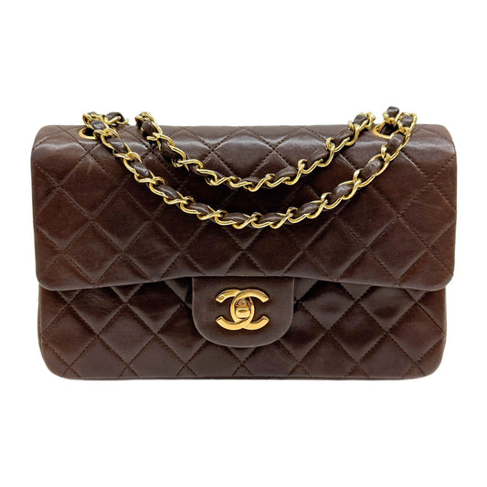 1986-1988 Classic Double Flap Matelasse Brown Leather Shoulder Bag