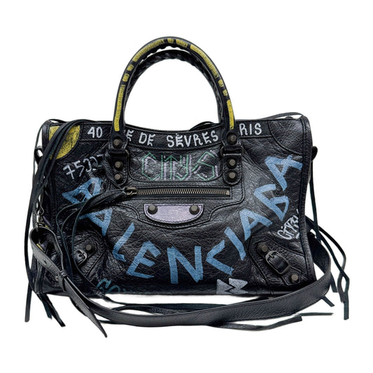 Mini City Graffiti Black Leather Two Way Bag