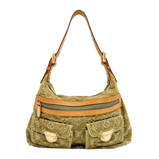 Baggy Monogram Green Denim Bag