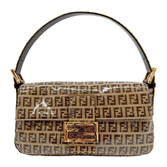 Baguette Zucchino Brown Coated Canvas Shoulder Bag