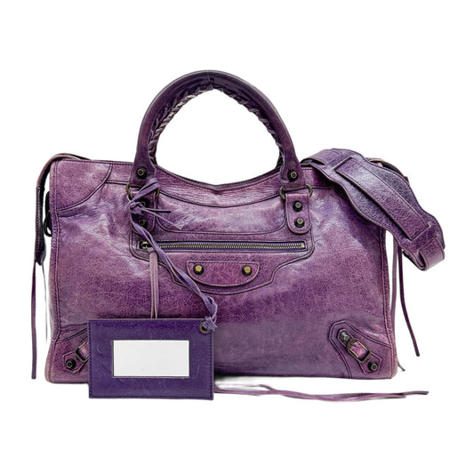 Le City Purple Leather Shoulder Bag