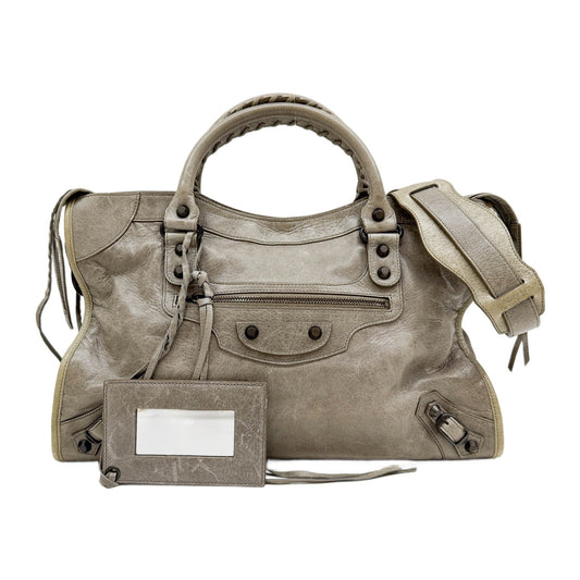 The City Gray Leather Two Way Bag