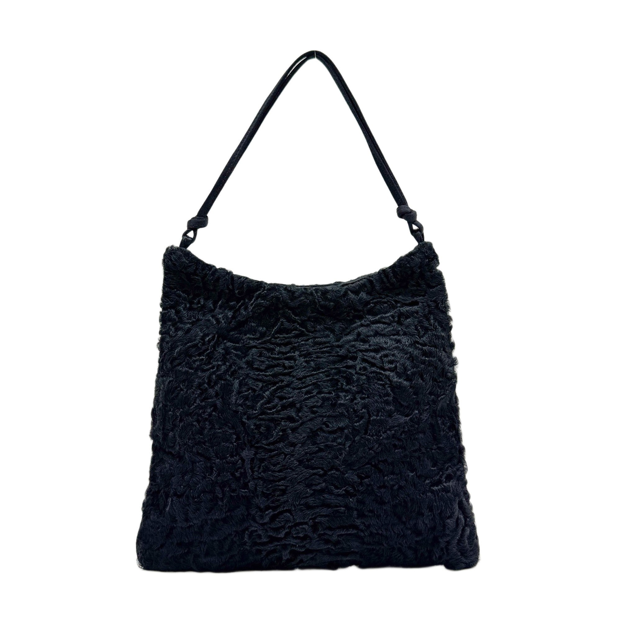 Black Textured Pony Hair Handle Bag