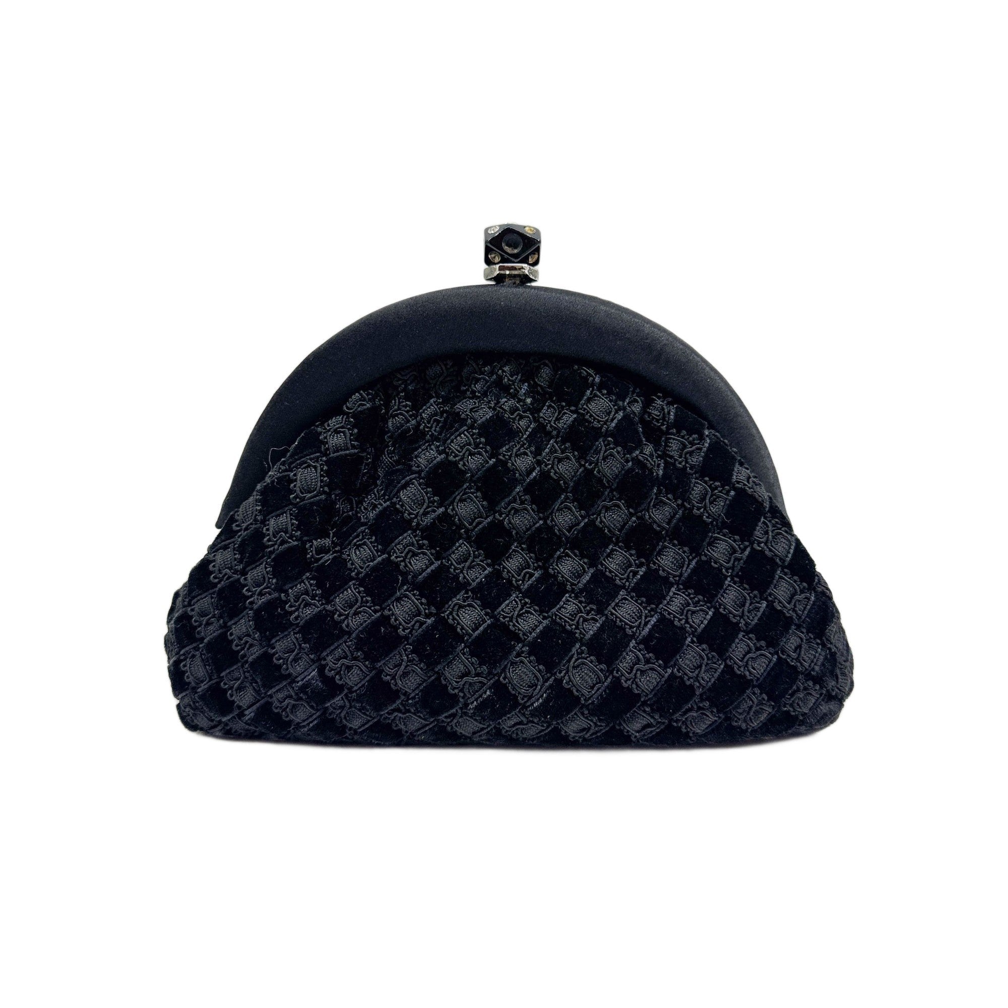 Mini Pouch Black Velvet Shoulder Bag