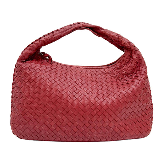 Veneta Intrecciato Red Leather Shoulder Bag