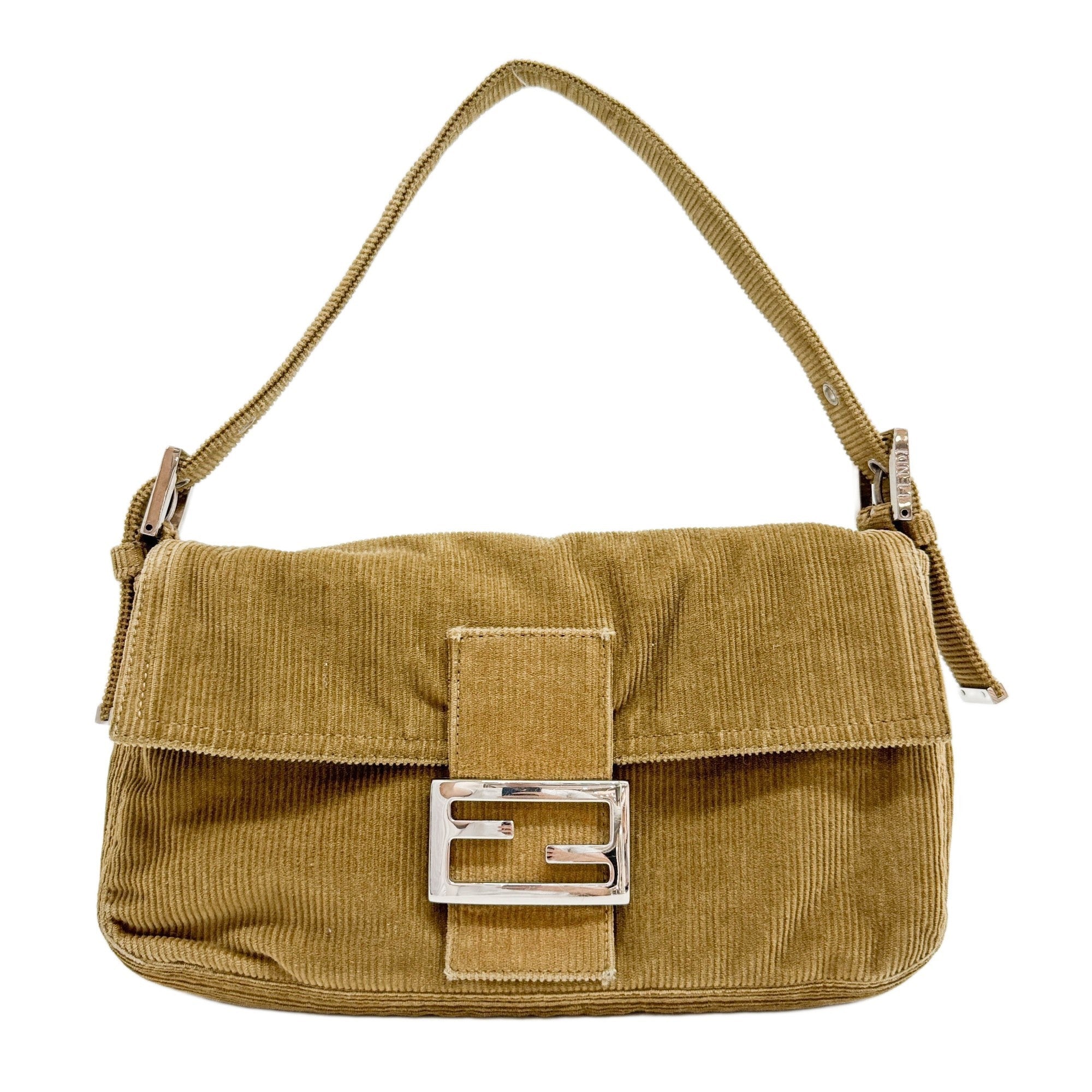 Baguette Khaki Corduroy Shoulder Bag
