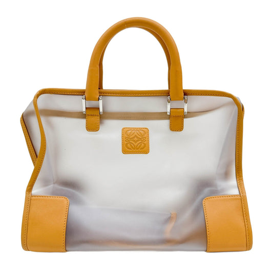 Amazona Brown Trim Translucent Vinyl Hand Bag