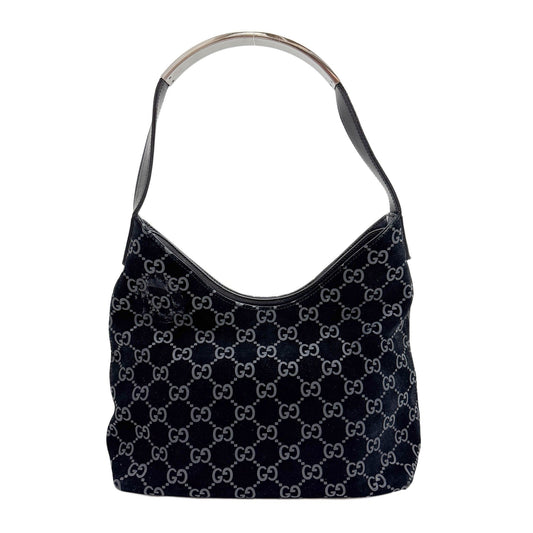 Black GG Suede Shoulder Bag