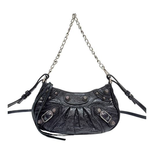 Le Cagole Black Leather Two Way Bag