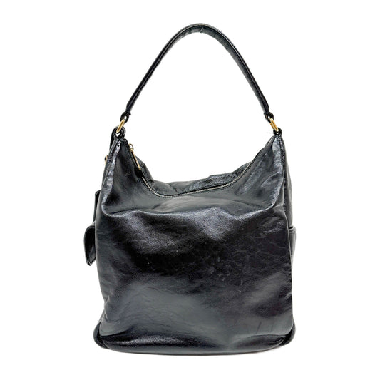 Black Leather Hobo Shoulder Bag
