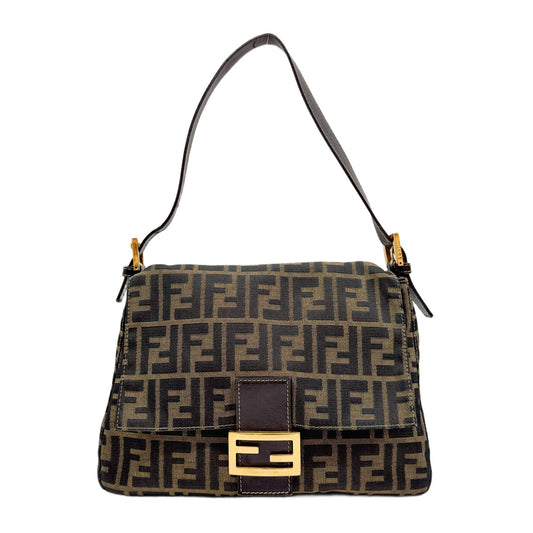 Mamma Baguette Brown Zucca Canvas Shoulder Bag