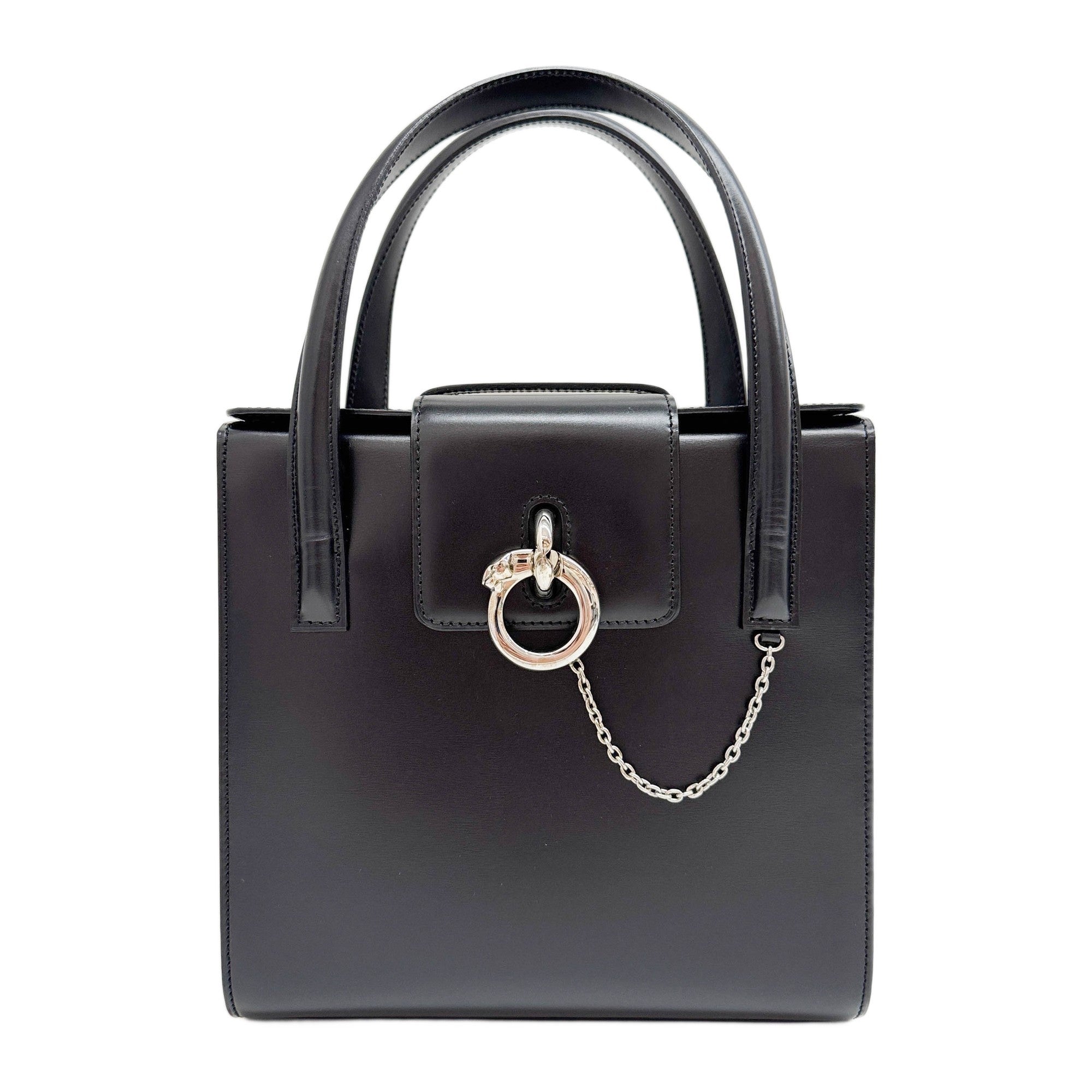Panthere Black Leather Two Way Bag