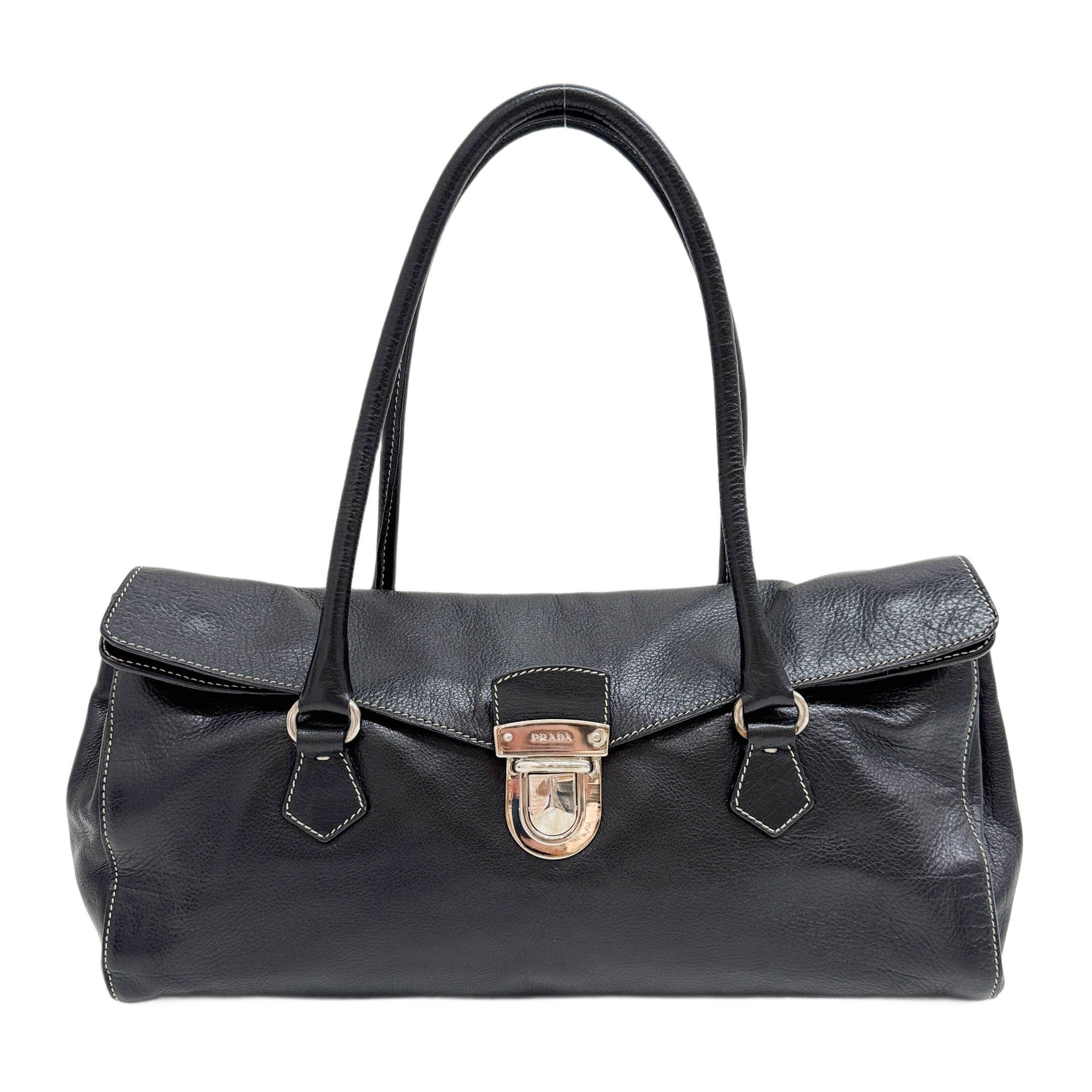 Easy Black Leather Shoulder Bag