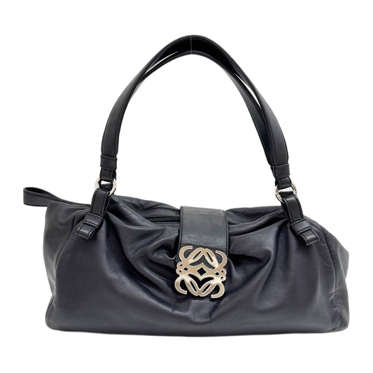 Anagram Black Leather Shoulder Bag
