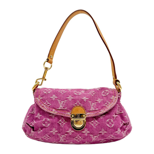 Neo Pleaty Pink Monogram Denim Shoulder Bag