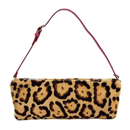 Leopard Print Pony Hair Flat Handle Bag