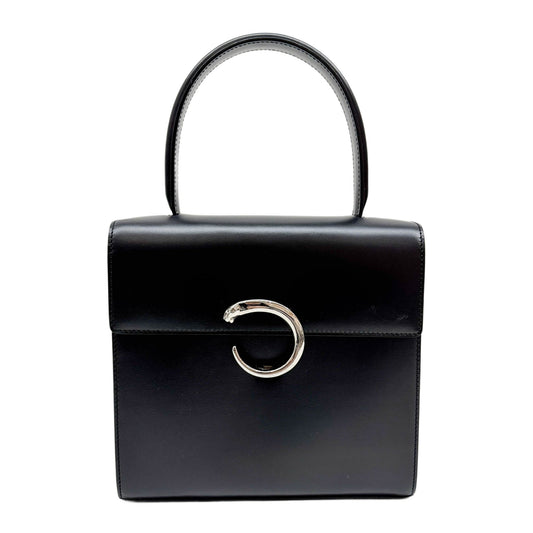 Panthere Black Leather Handle Bag