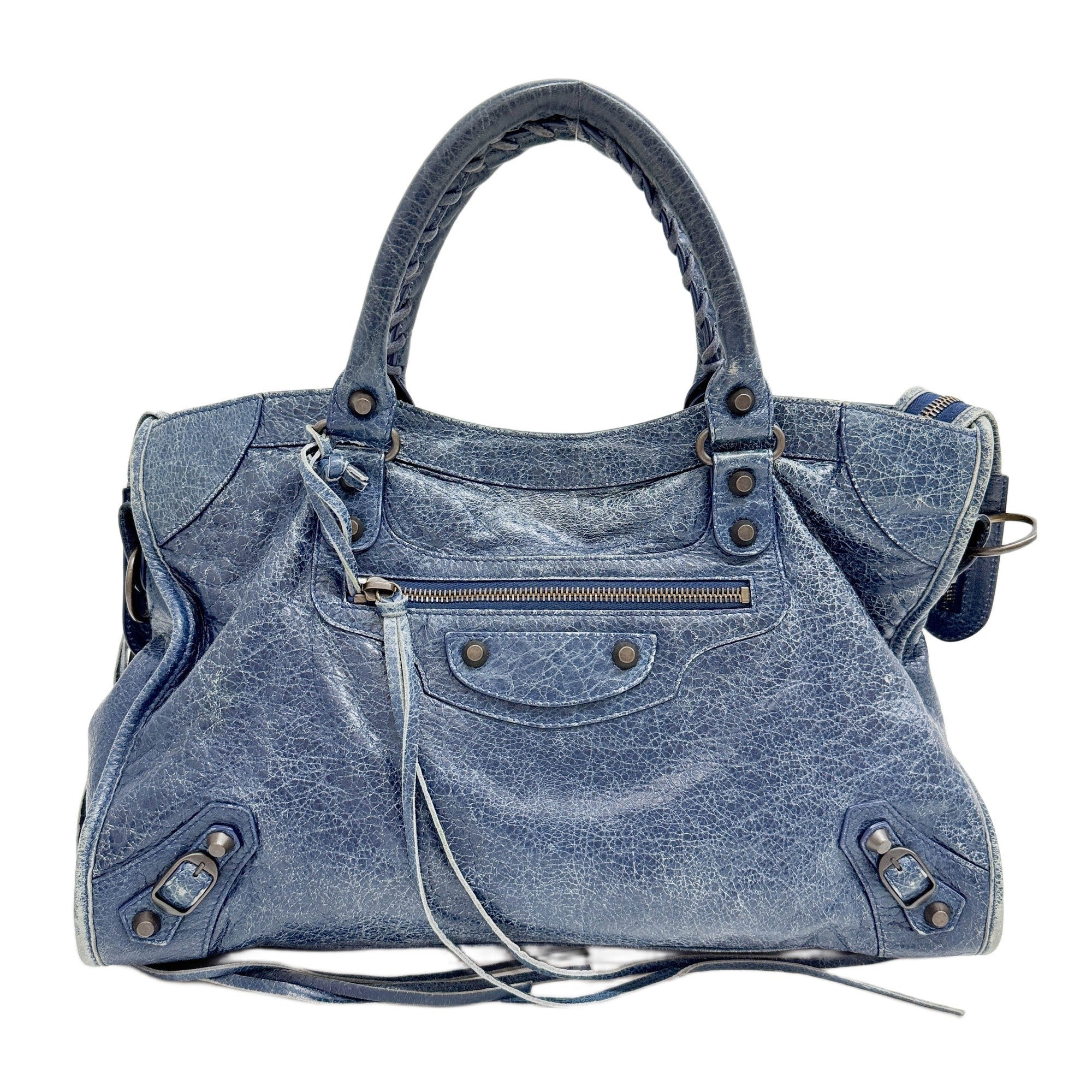 The City Ocean Blue Leather Two Way Bag