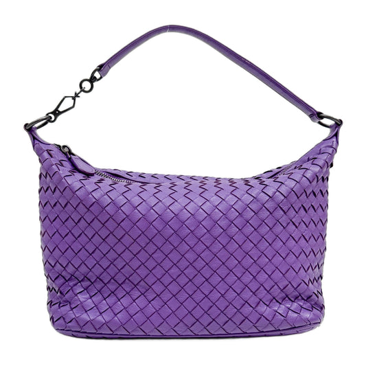 Intrecciato Purple Leather Handle Bag