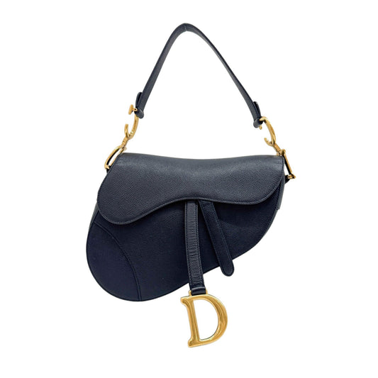 Saddle Black Leather Shoulder Bag