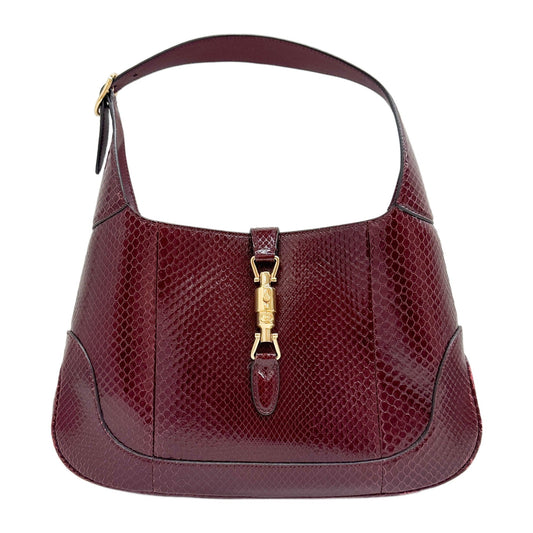 Jackie Burgundy Python Shoulder Bag
